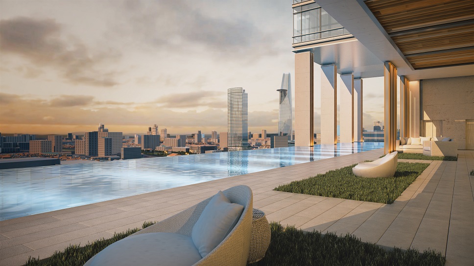 tiện ích hồ bơi tầng 19 căn hộ narra