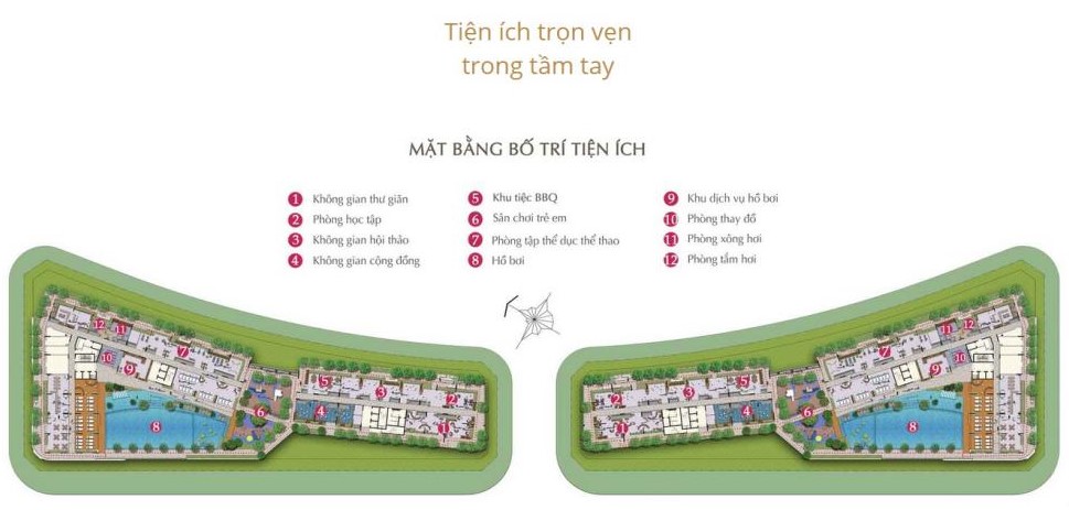 mặt bằng tiện ích sarimi