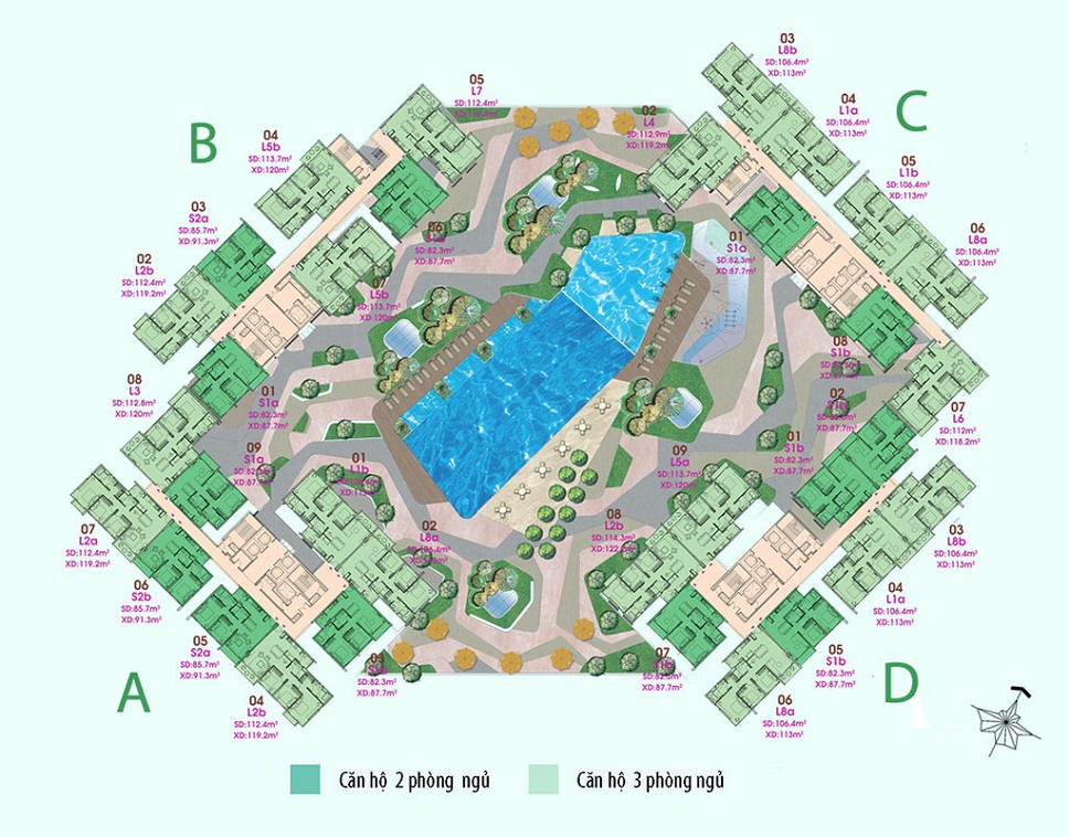 mặt bằng căn hộ sadora