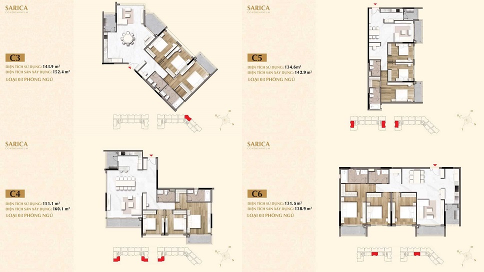 căn hộ 3pn sarica sala