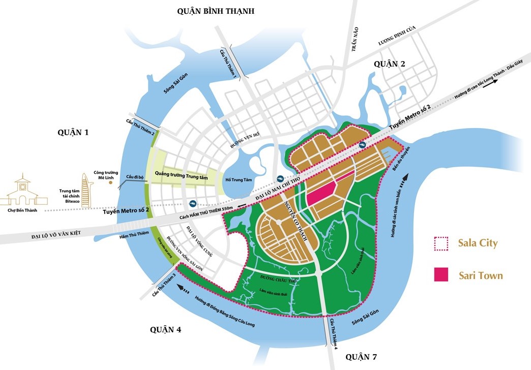 vị trí nhà phố Sari town