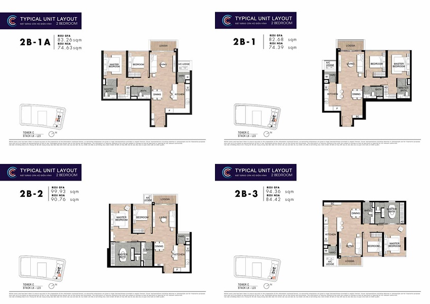 căn hộ 2 phòng ngủ the crest small