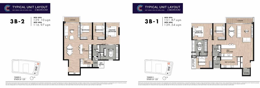 căn hộ 3 phòng ngủ the crest