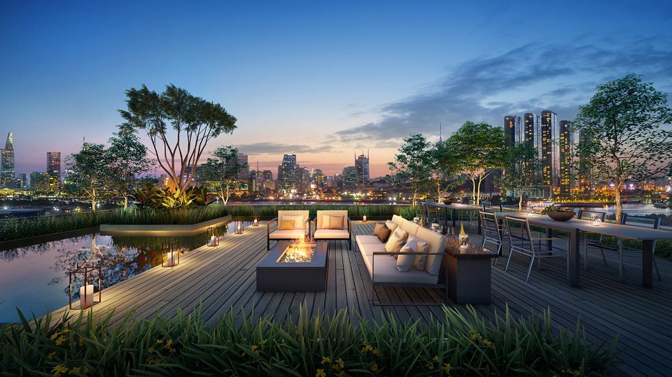 khu vực lounge tại the river thủ thiêm