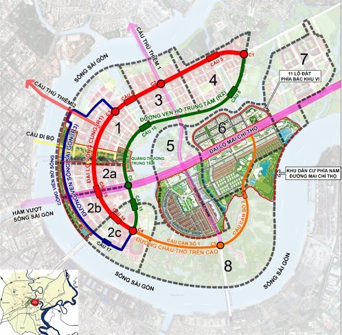 8 phân khu chức năng tại kđt thủ thiêm